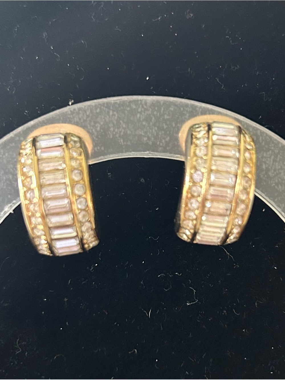 Dior Gold-Tone Baguette and Crystal Hoop Earrings